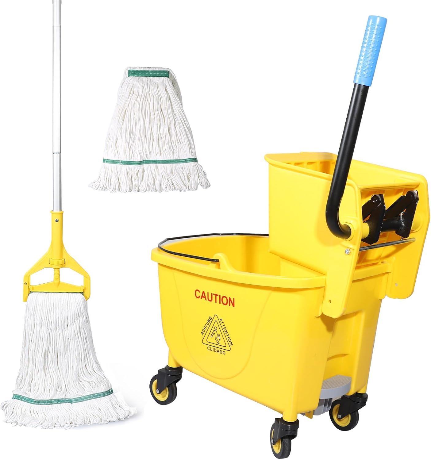 Side Press Wringer Combo Commercial Floor Cleaning Mop Bucket on Wheels